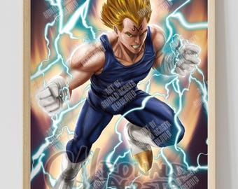 DBZ Dragon Ball Z Majin Vegeta Premium Satin Original Art Print Poster