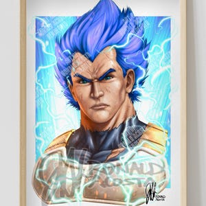 Dragon Ball Super DBZ SSJ Super Saiyan Blue Vegeta Premium Satin Original Art Print Poster