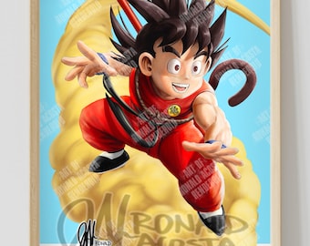Dragon Ball Young Kid Goku Premium Satin Original Art Print Poster