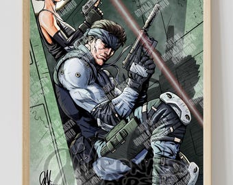 Solid Snake Meryl Silverburgh MGS Metal Gear Solid Premium Satin Original Art Print Poster