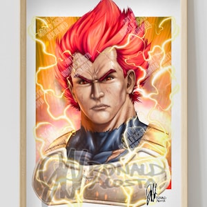 Dragon Ball Super DBZ SSJ Super Saiyan Red God Vegeta Premium Satin Original Art Print Poster
