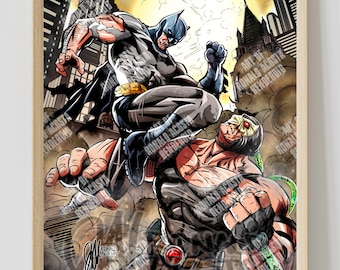 The Batman Dark Knight Vs Bane Original Art Print Poster