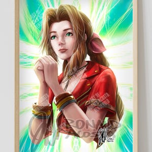 Aerith Gainsborough FFVII Final Fantasy VII 7 Premium Satin Original Art Print Poster