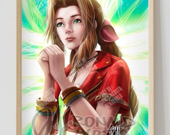 Aerith Gainsborough FFVII Final Fantasy VII 7 Premium Satin Original Art Print Poster