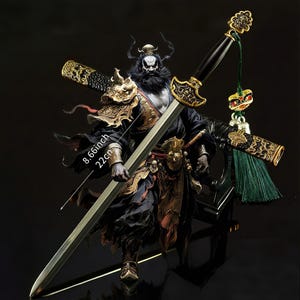 22cm Metal Sword Model, Chinese Mythology Weapon, Unsharpened Desk Ornament, Letter Opener, Demon Slayer Replica, Gamer Gift, 15 Styles