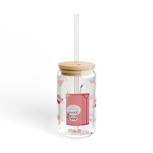 Self Love Juice Tumbler | Affirmation Glass Cup | Positive Mindset Gift | Motivational Drinkware | Iced Coffee Cup