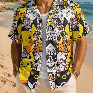 Pikachu Hawaiian Shirt | Pokemon Button Up Shirt | All Over Print Summer Outfit For Pikachu Lover