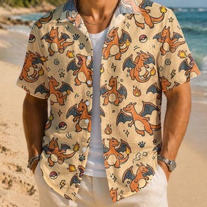 Charizard Hawaiian Shirt | Pokemon Vacation Shirt | All Over Print Summer Outfit For Charizard Lover