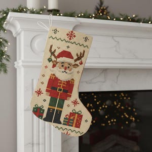 Personalized Santa Stocking: Needlepoint Style Holiday Decor