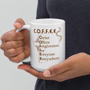 Christian Coffee Mug: Religious Gift, Faith Scripture, 15oz