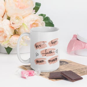 Love Hope Faith Coffee Mug: Christian Religious Gift