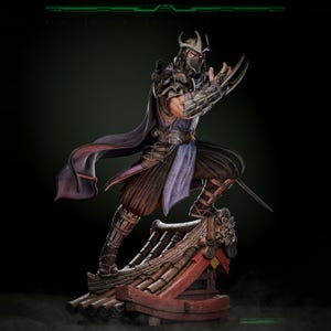 Armored Samurai Warlord STL: Ninja Rooftop Diorama (3D Model Downloadable File)