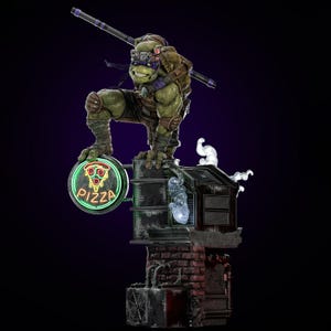 Donatello TMNT Fanart STL: Pizza Rooftop Diorama (3D Print File, Digital Download)