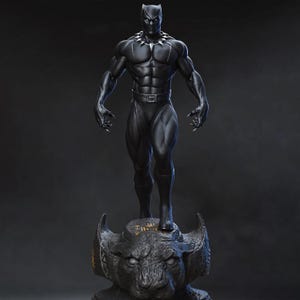 Black Panther – Fanart 3D STL Print File | King of Wakanda Statue Diorama | Superhero Collectible Model (Multiple Scales) | 3D STL Download