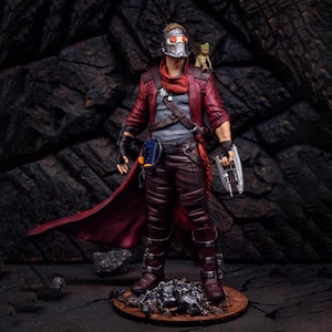 Star-Lord with Baby Groot – Fanart 3D STL Print File | Guardians of the Galaxy Statue Diorama (Multiple Scales) | 3D STL Instant Download