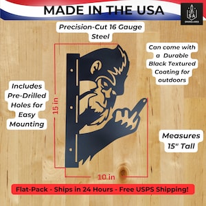 Funny Bigfoot Metal Wall Art: Sasquatch Flipping the Bird Bigfoot Flipping - USA Made
