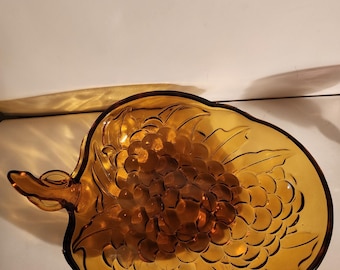 Bol para servir de cristal ámbar con diseño de vid de Indiana Glass