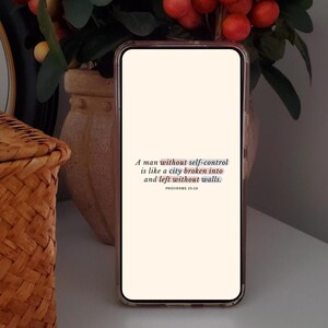 Sfondo cristiano per telefono / Proverbi 25:28 / Sfondo per telefono, versetto della Bibbia, Scrittura, ESV, autocontrollo, versetto da memorizzare, memorizzazione