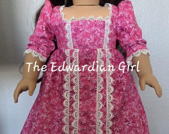 OOAK Pink Regency Doll Dress, Venice Lace, 18-inch Dolls