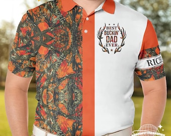 Polo da caccia personalizzata, Buckin' Dad Ever, regalo per la festa del papà