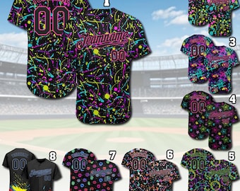 Maglia da baseball personalizzata: uniforme della squadra personalizzata, design con schizzi al neon