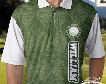 Polo da golf personalizzata Green Grass: regalo da golf personalizzato per uomo