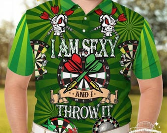 Polo da uomo con stampa 3D, design del gioco delle freccette