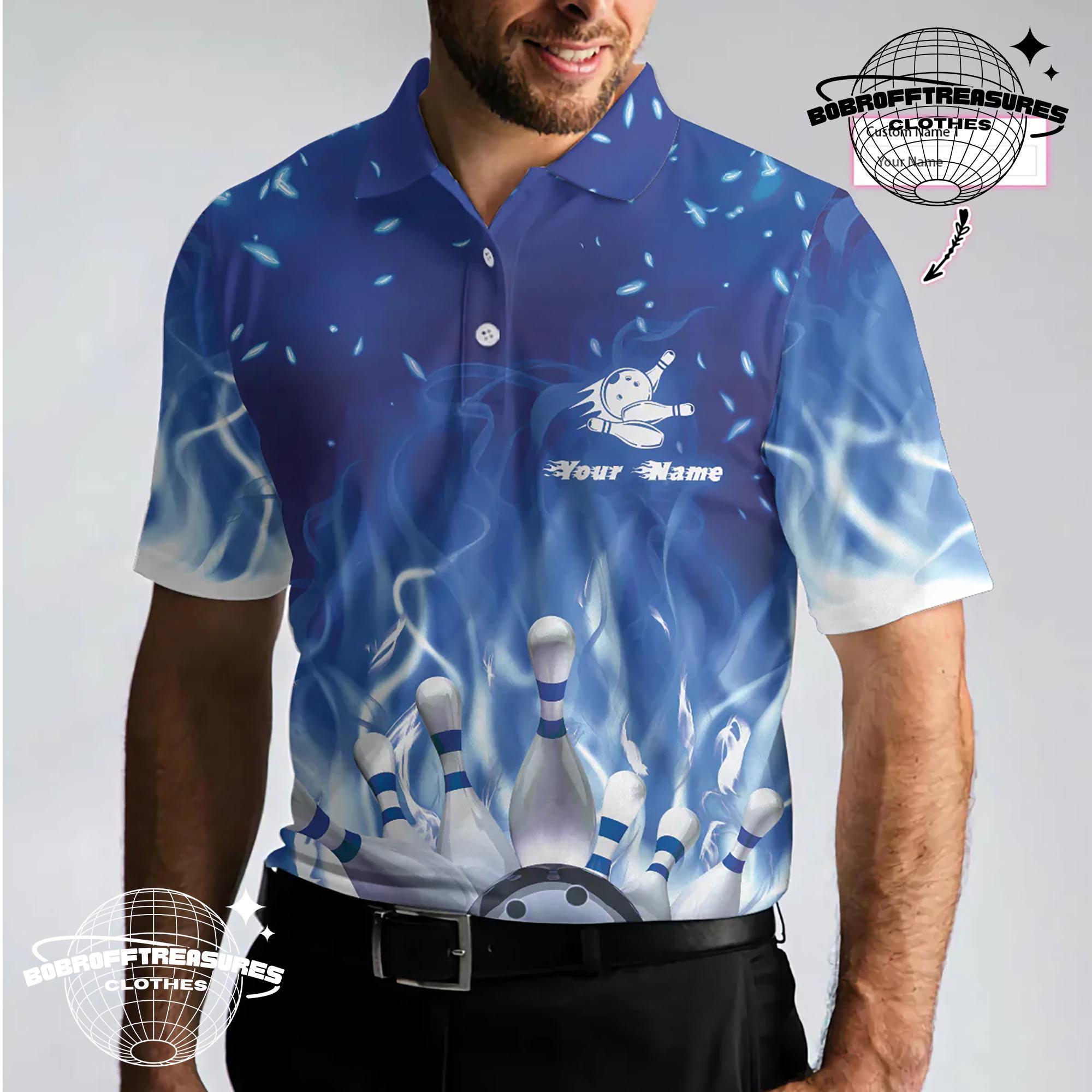 Discover Fire Bowling Polo Shirt, Custom Adult Bowling Gift