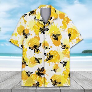 bee dress shirt Honeybee button Up Style Shirt, bee Shirt, honey bee festival Clothing, Apiary Bee-friendly unisex shirt