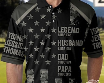 Polo personalizzata "Legend Husband Dad Papa", regalo personalizzato per la festa del papà