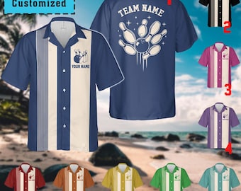 Camicia da bowling retrò personalizzata: stile hawaiano personalizzato per squadre