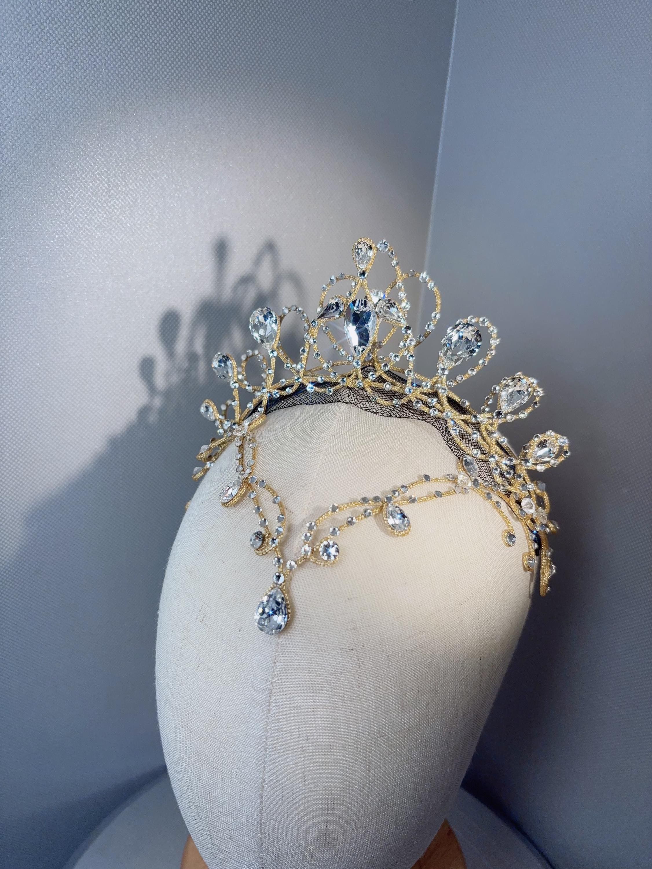 Professional Ballet Tiara – Gold/sliver & Crystal Headpiece for