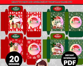 Printable Christmas Gift Box Template: Holiday Favor Box (PDF)