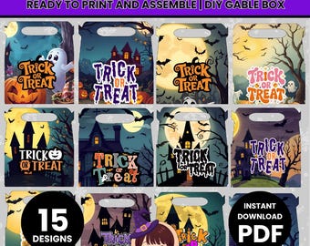 Printable Halloween Gable Box | DIY Treat Favor Box (PDF)