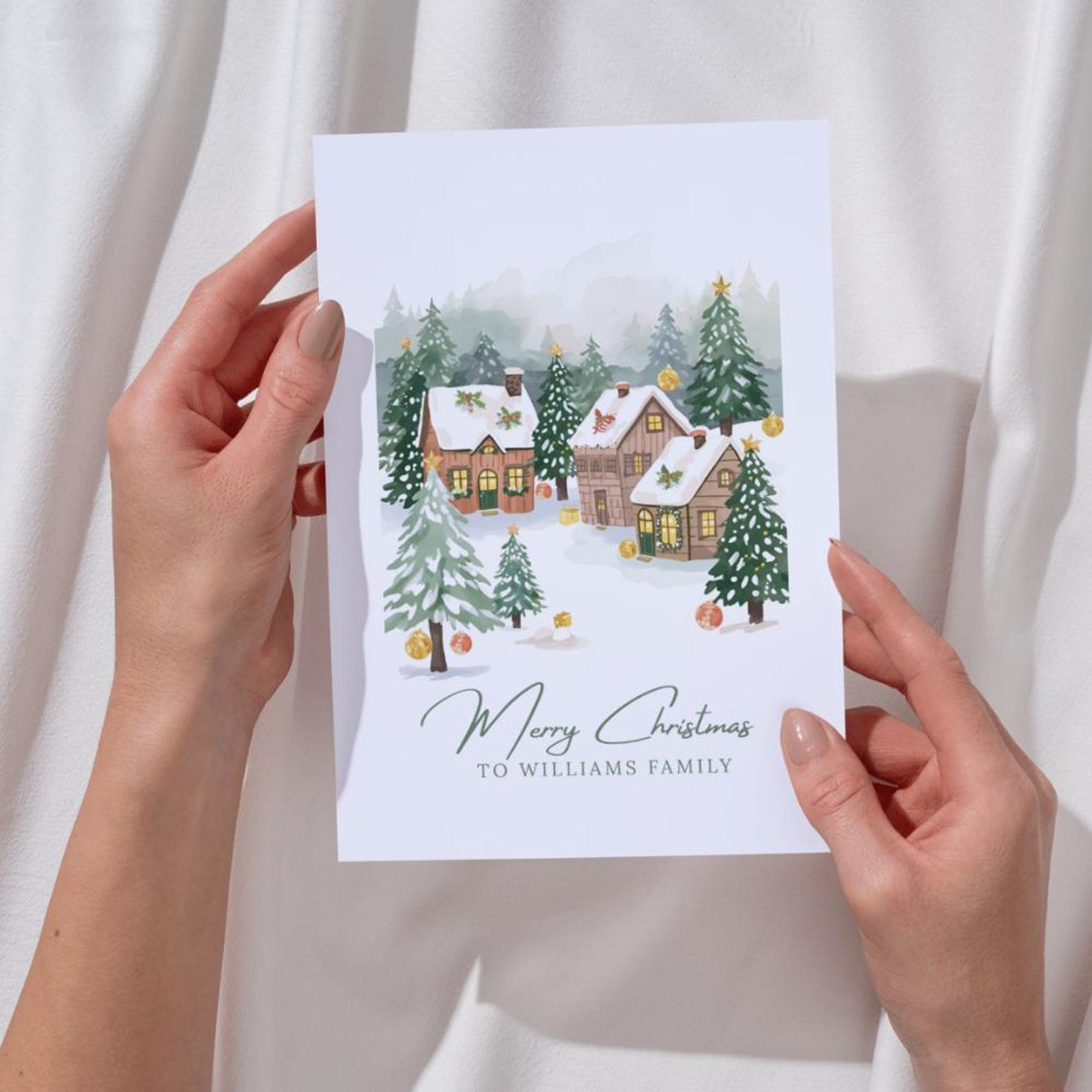 Editable Christmas Card Template Bundle: Watercolor Designs (canva ...