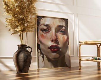 Moderne Porträt Wandkunst | Abstrakte figurative Malerei Druck | Zeitgenössische Frauen Kunst | Ausdrucksstarker digitaler Download