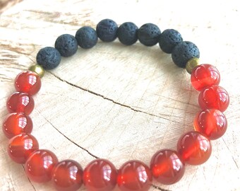 Carnelian / Lava Stone / Beads / Natural / Yoga Bracelet / Meditation Bracelet / Artist / Grounding / Strength / Chakra