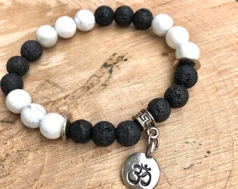 Lava Bead / White Howlite / Yoga Bracelet / Diffuser Bracelet / Boho Style