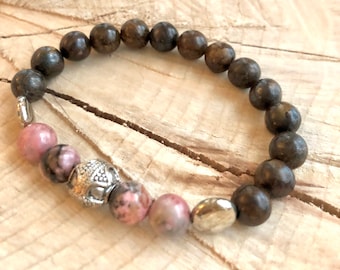 Rhodonite / Bronzite  Natural Gemstone Bracelet