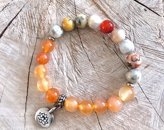 Carnelian / Crazy Lace Agate / Beads / Natural / Yoga Bracelet / Meditation Bracelet / Artist