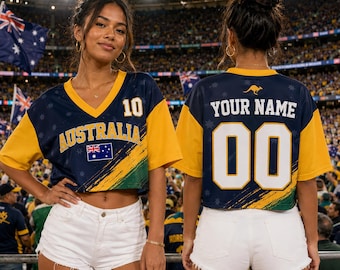 Anpassad australisk fotbollströja, personlig namnnummer Australiens fotbollslagströja, Australiens flagga fotbollströja