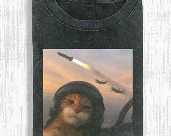 Fighter Pilot Cat Meme Shirt, Funny Jet Aviation Tee, Cat Lover Gift