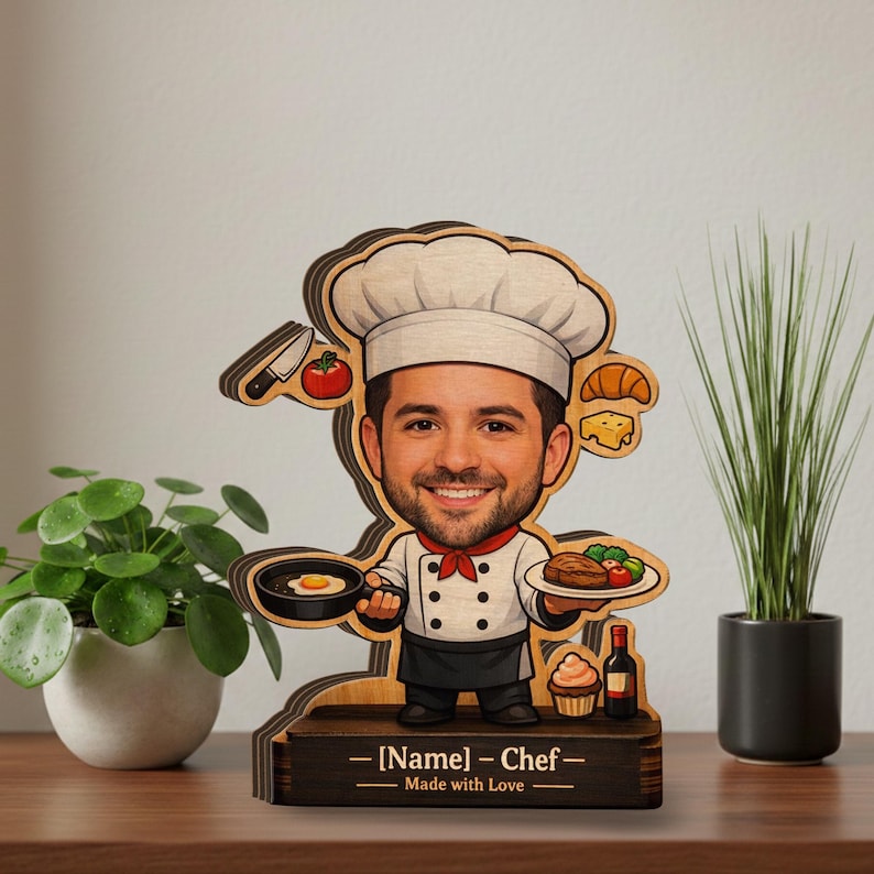 Personalized Chef Wooden Block, Custom Name Chef Gift, Cooking Lover ...