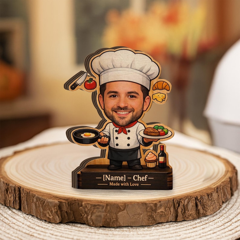 Personalized Chef Wooden Block, Custom Name Chef Gift, Cooking Lover ...