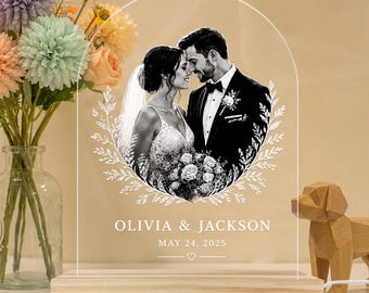 Personalized Photo Night Light, Custom Acrylic LED Lamp, Wedding Anniversary Gift, Couple Keepsake Bedroom Decor