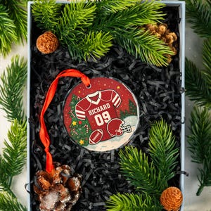 Personalized Football Jersey Christmas Ornament 2025 - Custom Name & Number Sports Player Gift - Glass Ornament for Boys or Coach