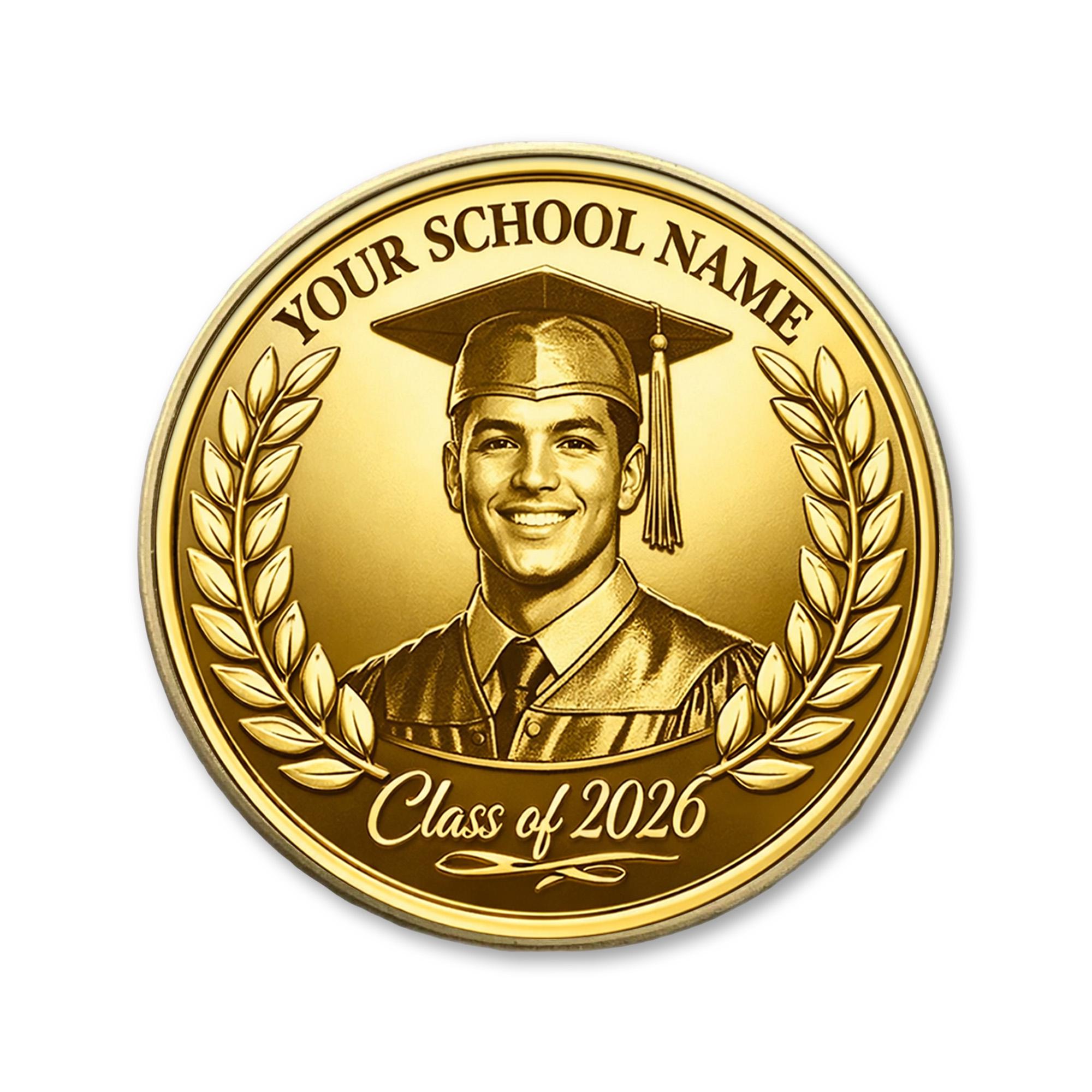 Program Completion Graduation Coin Personalized Graduation Photo Coin 2026, Custom School Name Keepsake ...