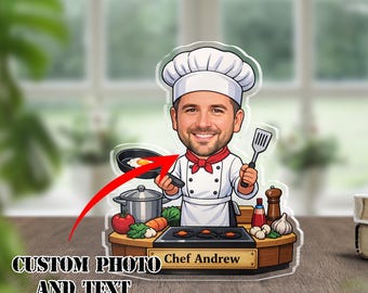 Personalized Chef Acrylic Block, Custom Name Cooking Gift, Kitchen Decor Plaque, Gift for Chef, Culinary Gift for Him, Chef Keepsake
