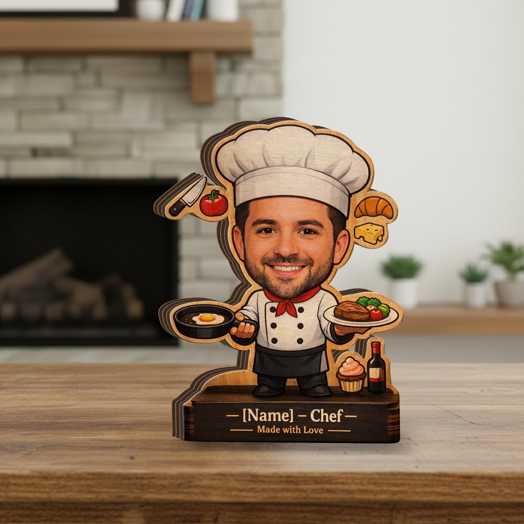 Personalized Chef Wooden Block, Custom Name Chef Gift, Cooking Lover ...
