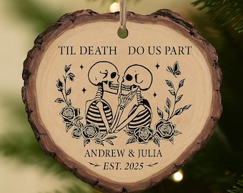 Skeleton Couple Ornament, Gothic Anniversary Gift, Til Death Do Us Part